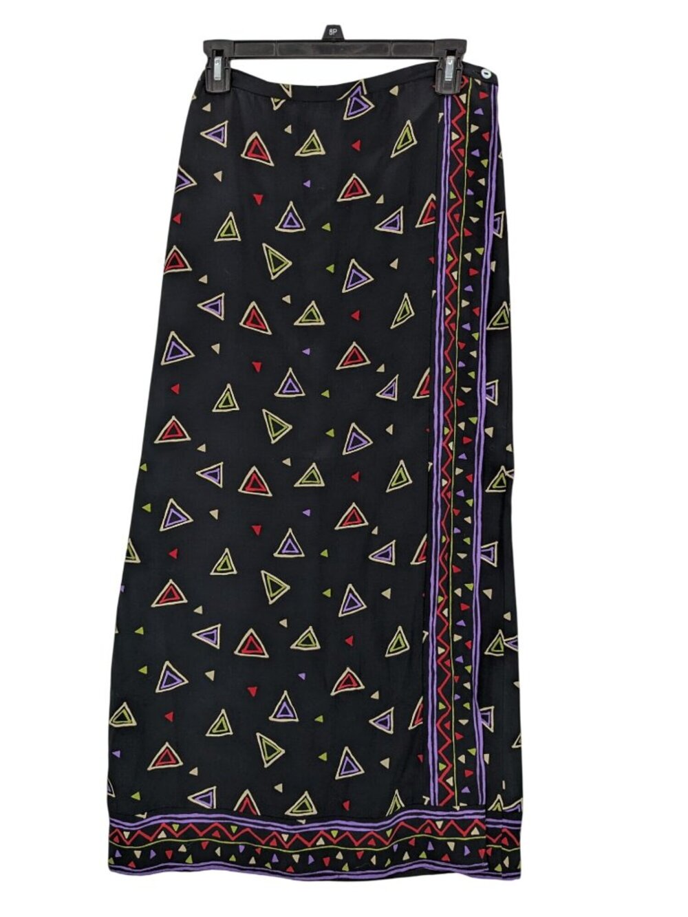 Vintage Geometric‎ Print Maxi Wrap Skirt 90s Y2K Boho Retro David Warren Size 8